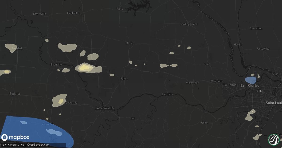 Hail map in Williamsburg, MO on July 10, 2026