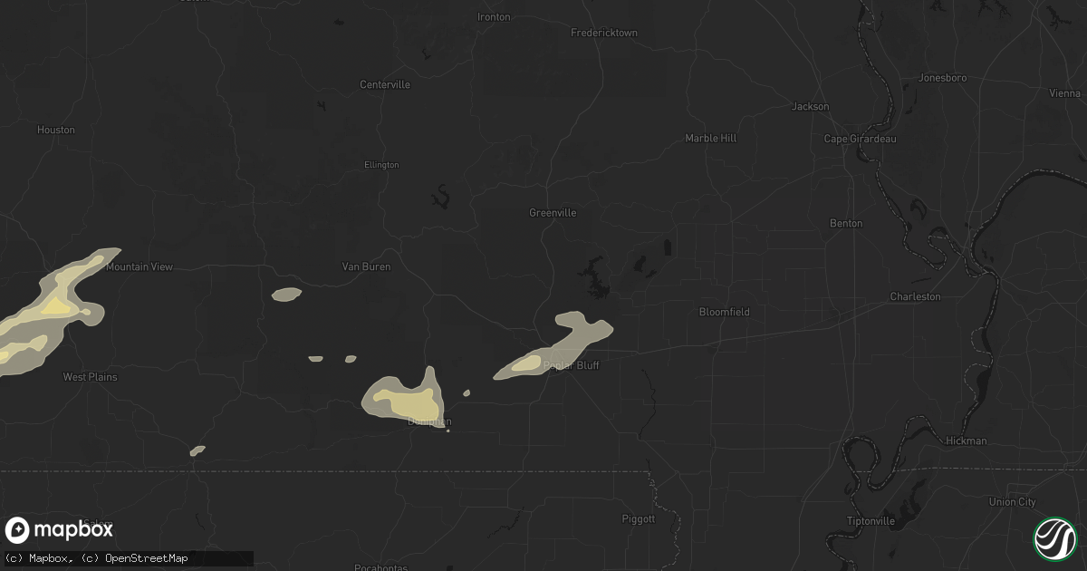 Hail map in Williamsville, MO on July 10, 2026