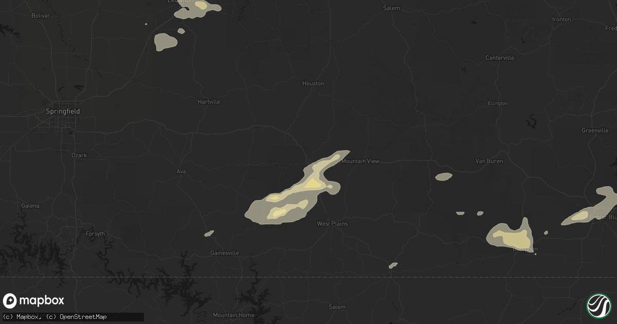 Hail map in Willow Springs, MO on July 10, 2026