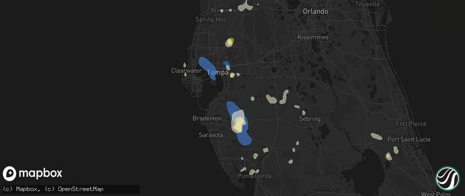 Hail map in Wimauma, FL on July 10, 2026