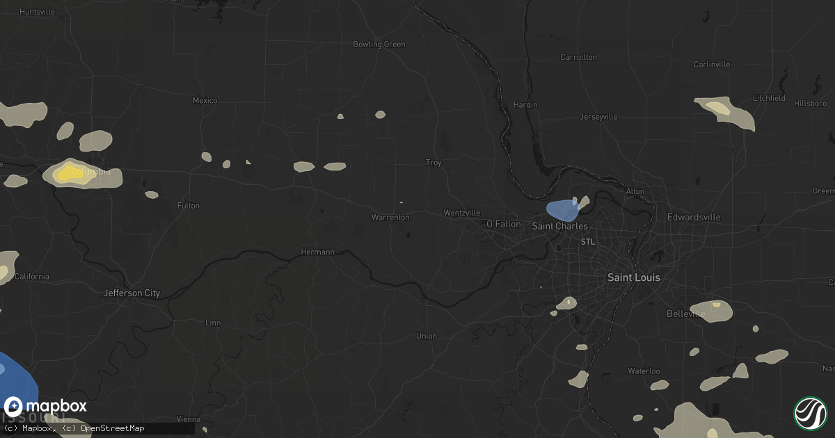 Hail map in Wright City, MO on July 10, 2026