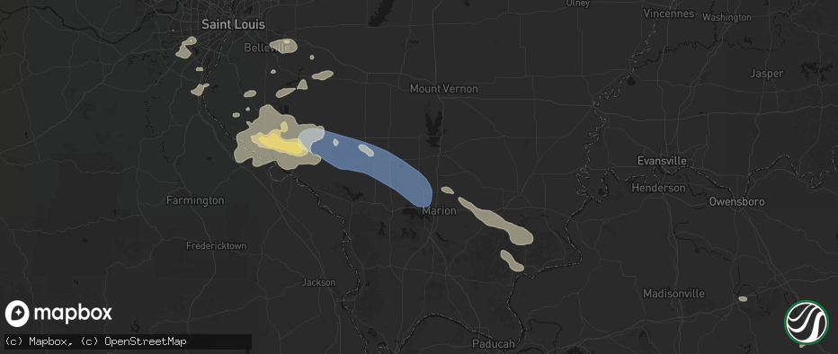 Hail map in Zeigler, IL on July 10, 2026