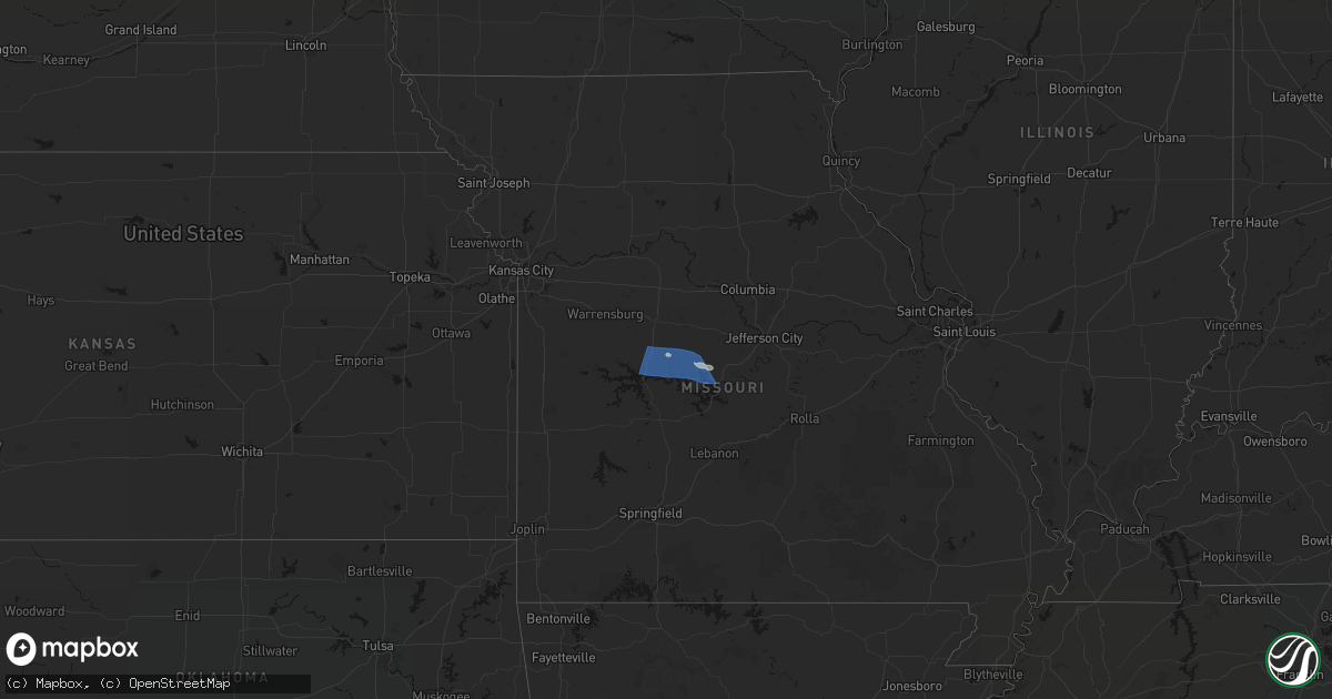 Hail map on July 10, 2026