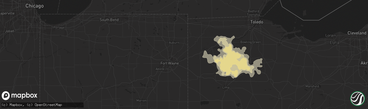 Hail map in Dayton, OH on July 11, 2011