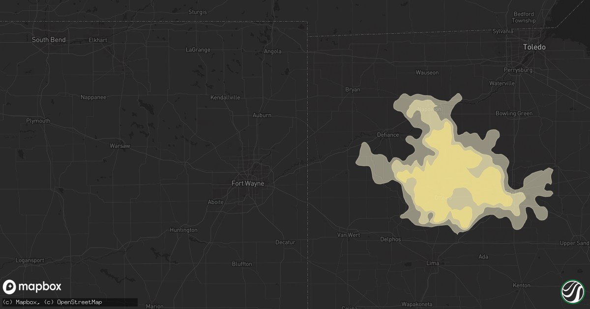 Hail map in Fairborn, OH on July 11, 2011