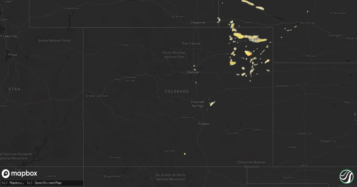 Hail map in Colorado on July 11, 2014