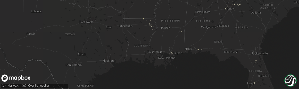 Hail map in Louisiana on July 11, 2014