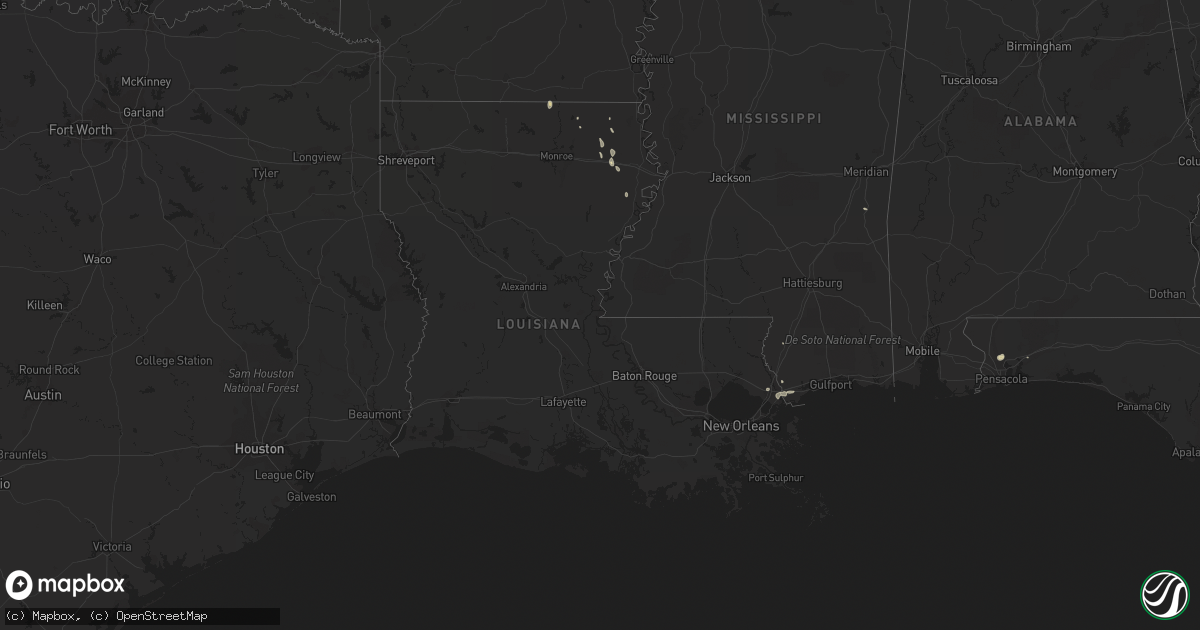 Hail map in Louisiana on July 11, 2014