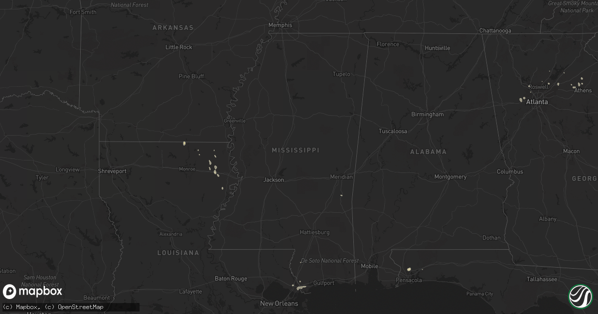Hail map in Mississippi on July 11, 2014