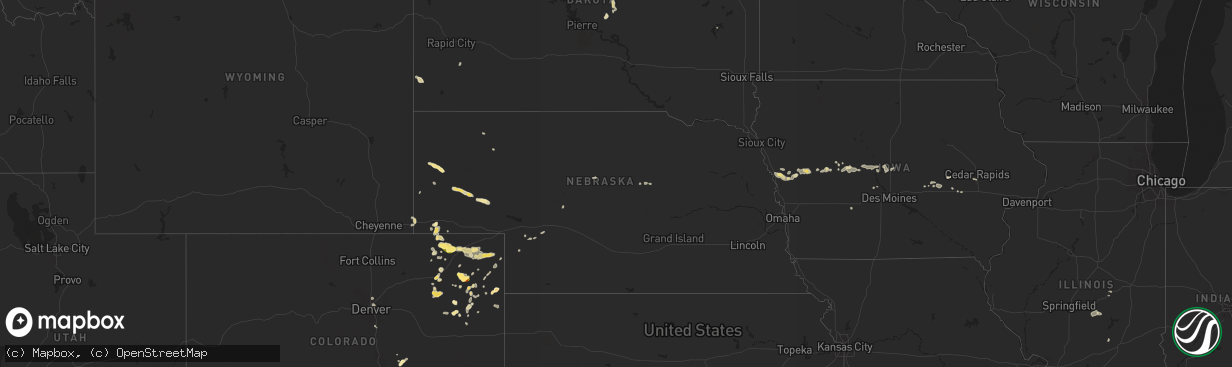 Hail map in Nebraska on July 11, 2014