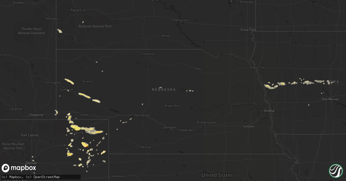 Hail map in Nebraska on July 11, 2014