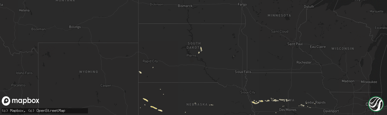 Hail map in South Dakota on July 11, 2014