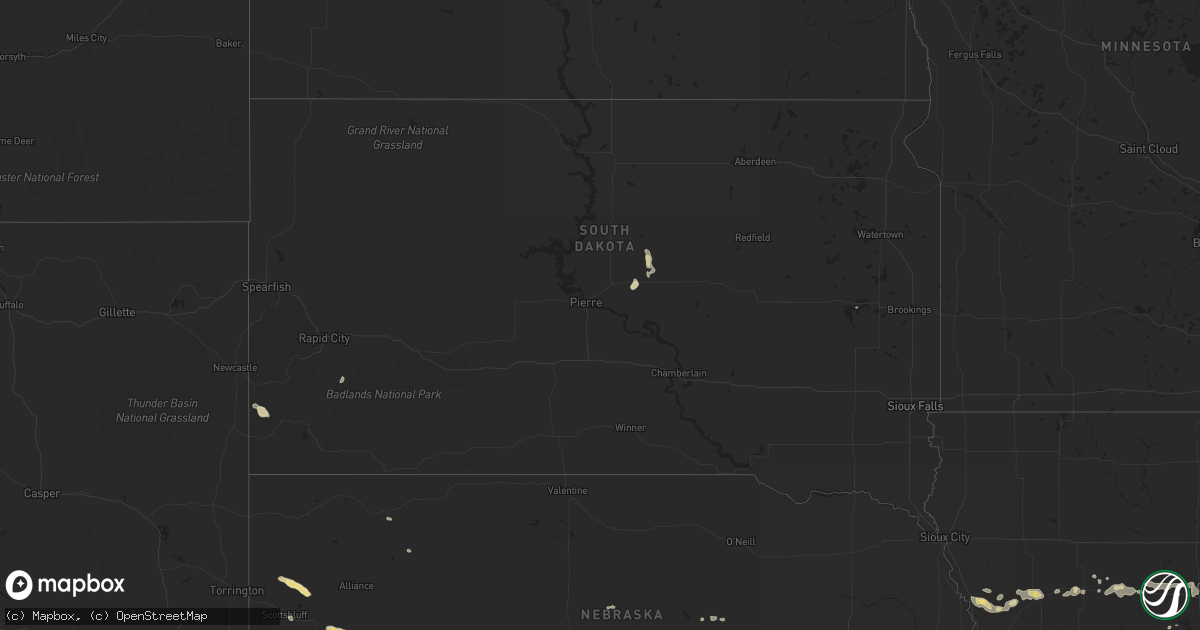 Hail map in South Dakota on July 11, 2014