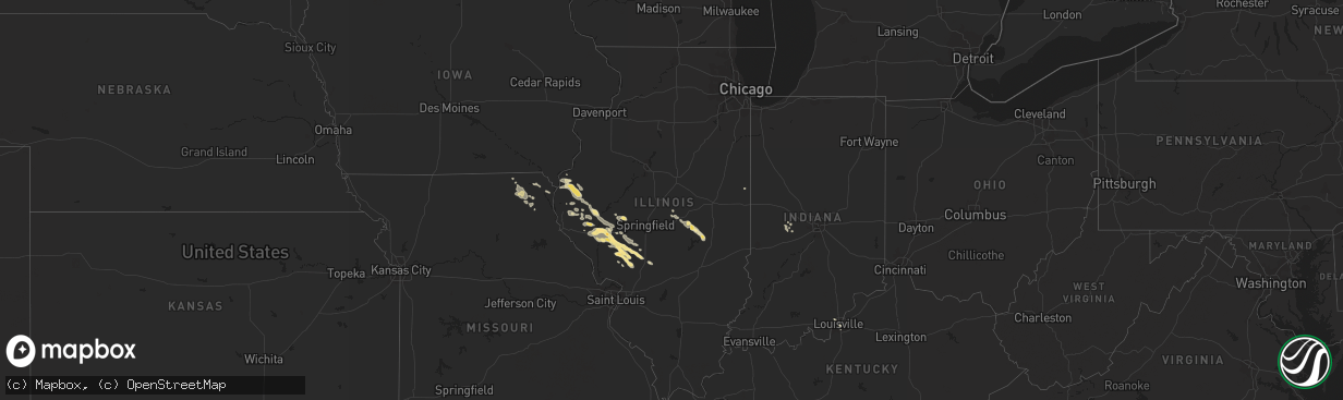 Hail map in Illinois on July 11, 2015