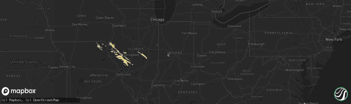 Hail map in Indiana on July 11, 2015