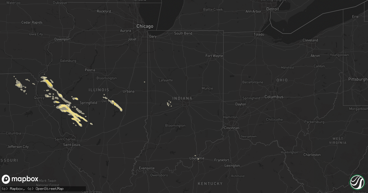 Hail map in Indiana on July 11, 2015