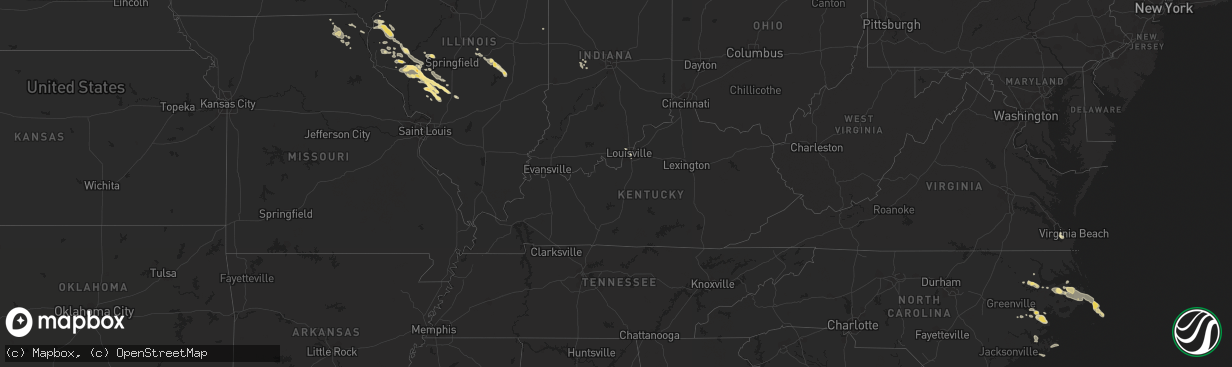 Hail map in Kentucky on July 11, 2015