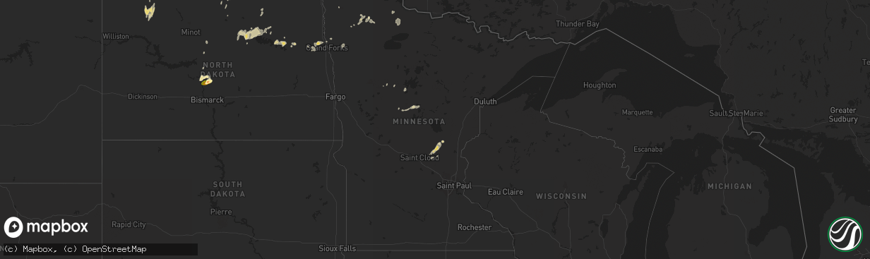 Hail map in Minnesota on July 11, 2015