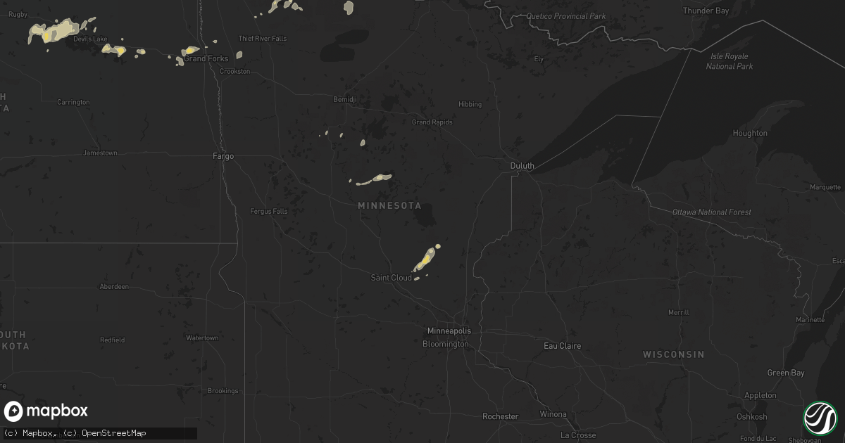 Hail map in Minnesota on July 11, 2015