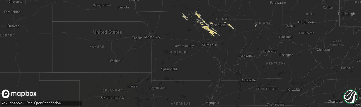 Hail map in Missouri on July 11, 2015