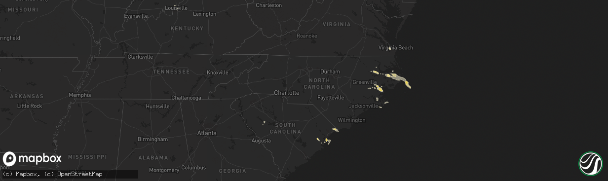 Hail map in North Carolina on July 11, 2015