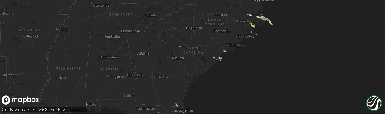 Hail map in South Carolina on July 11, 2015