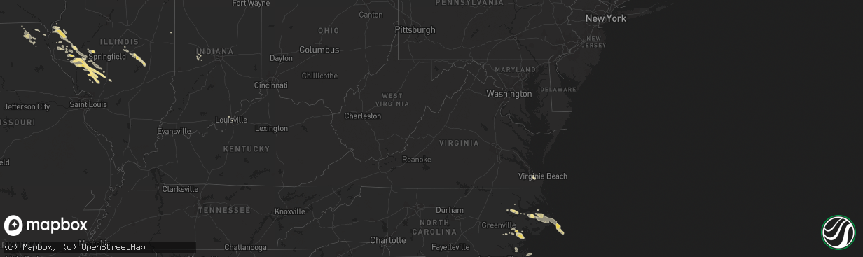 Hail map in Virginia on July 11, 2015