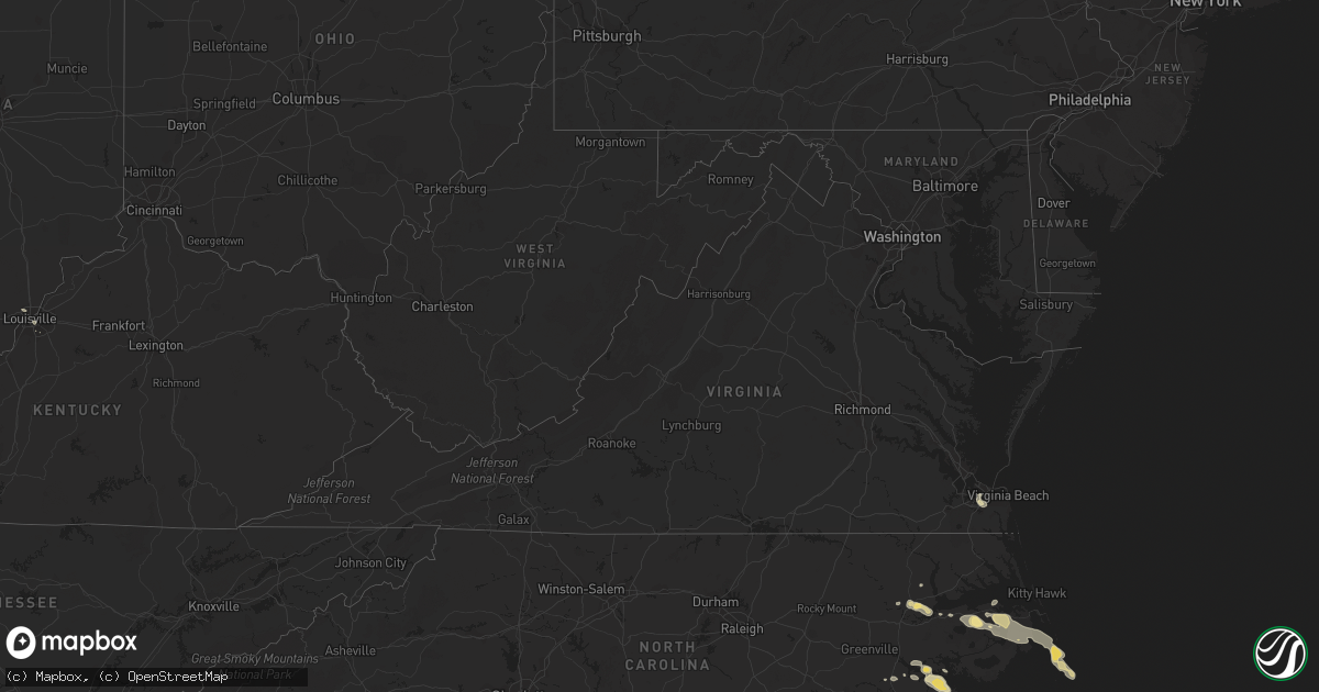 Hail map in Virginia on July 11, 2015