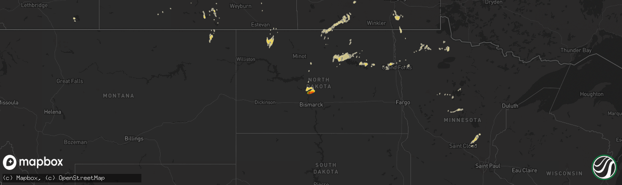 Hail map on July 11, 2015