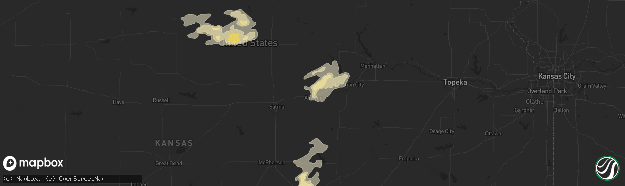 Hail map in Abilene, KS on July 11, 2016