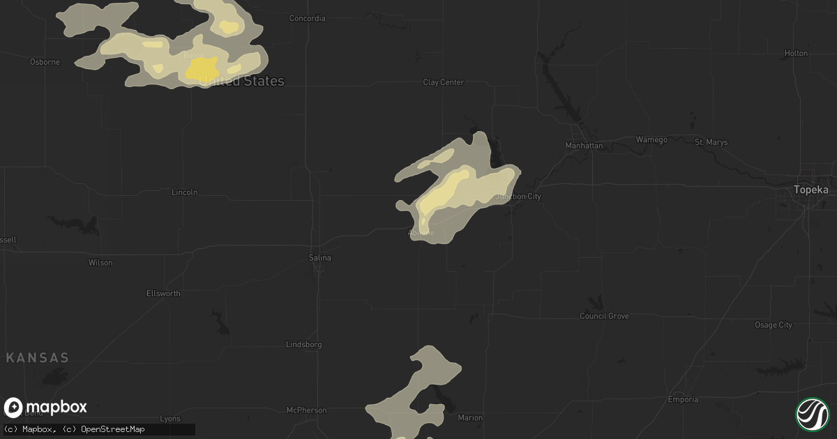 Hail map in Abilene, KS on July 11, 2016