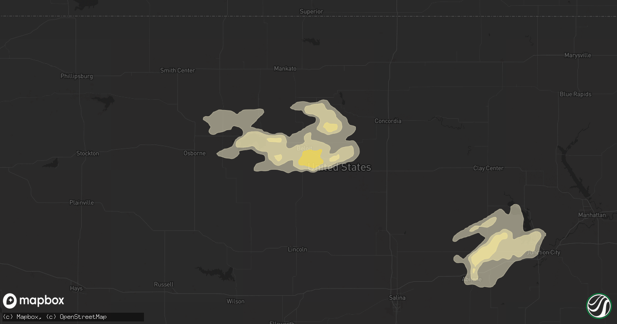 Hail map in Beloit, KS on July 11, 2016