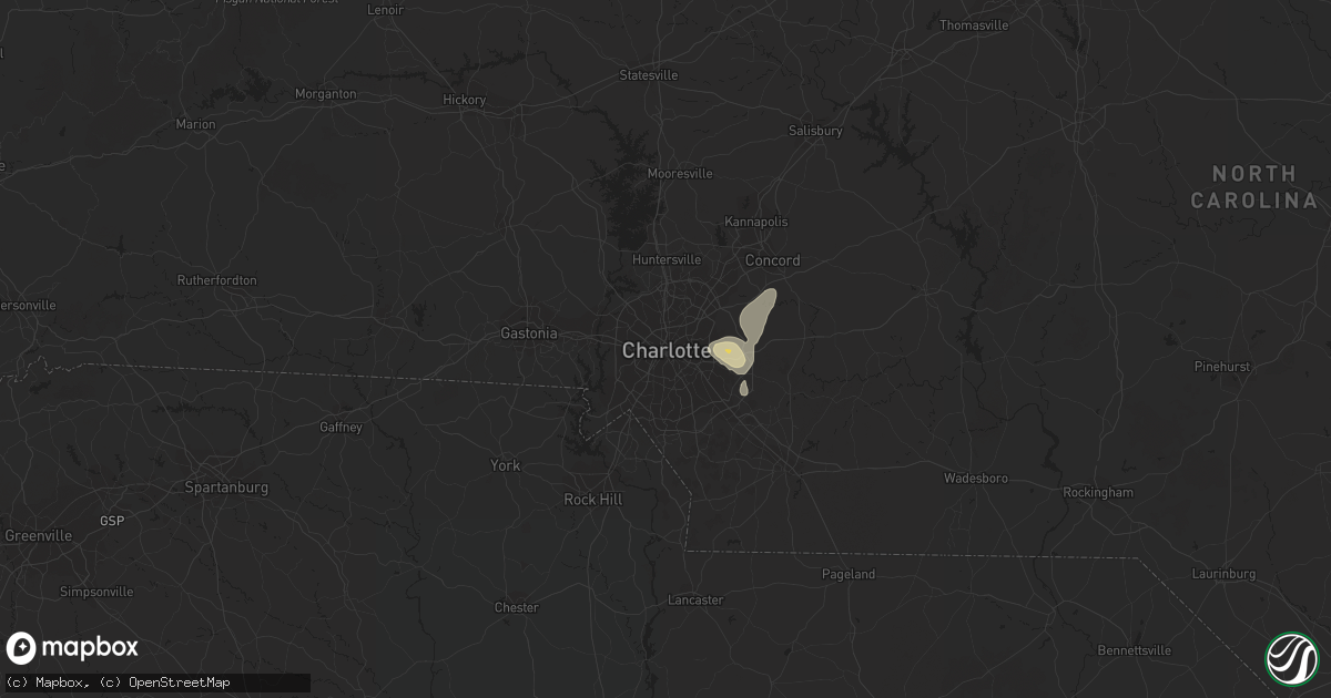 Hail map in Charlotte, NC on July 11, 2016
