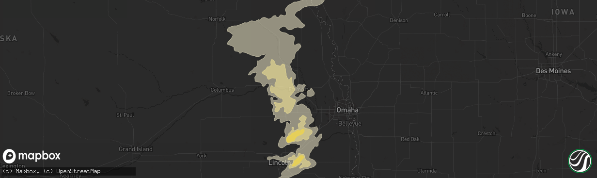 Hail map in Fremont, NE on July 11, 2016