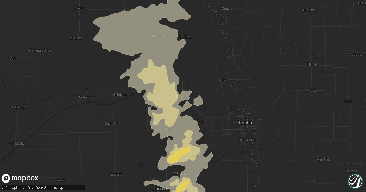 Hail map in Fremont, NE on July 11, 2016