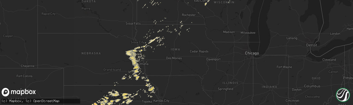 Hail map in Iowa on July 11, 2016