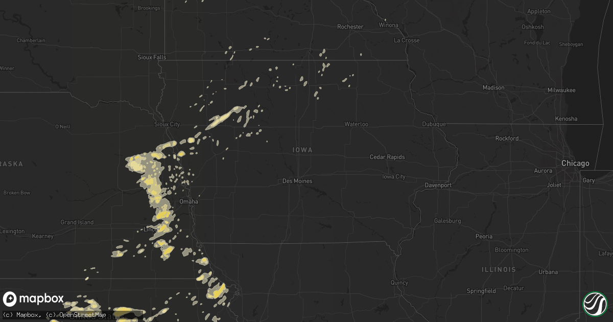 Hail map in Iowa on July 11, 2016