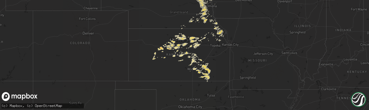 Hail map in Kansas on July 11, 2016