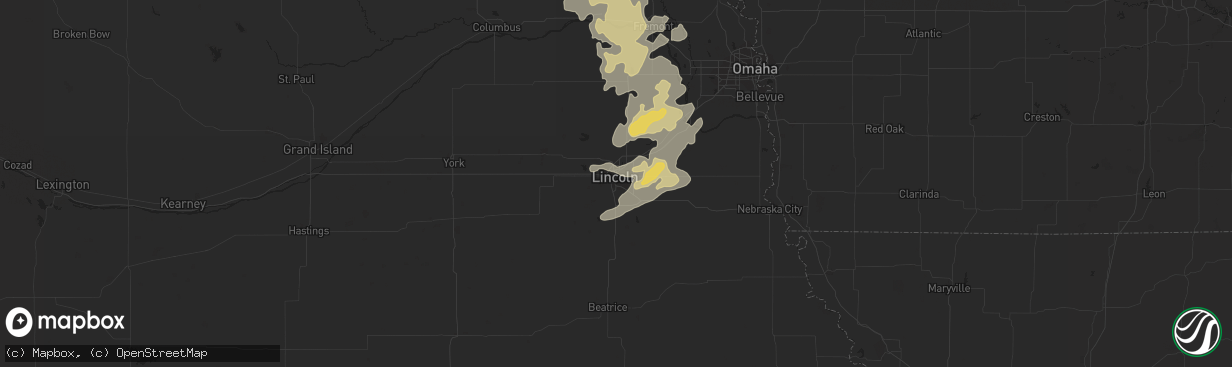 Hail map in Lincoln, NE on July 11, 2016