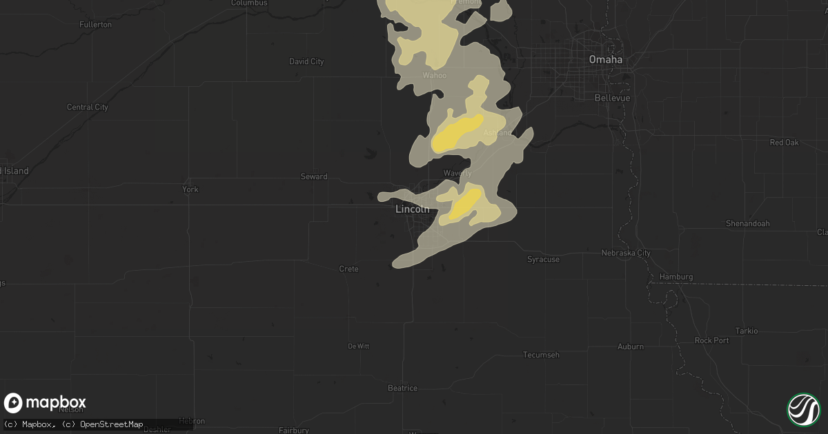 Hail map in Lincoln, NE on July 11, 2016