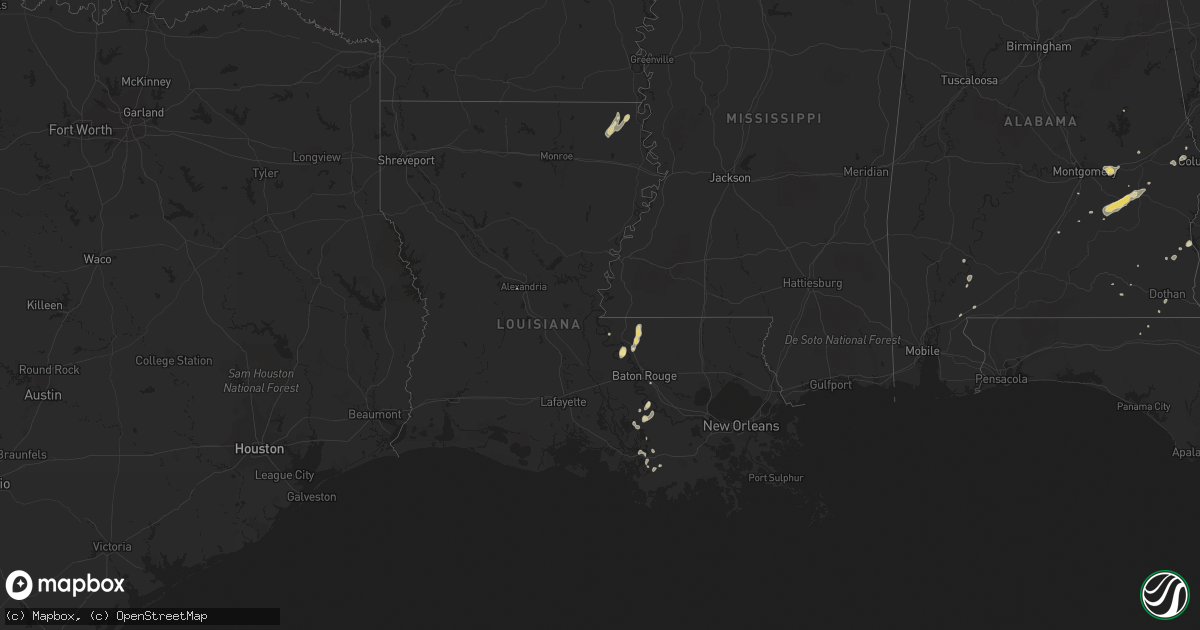 Hail map in Louisiana on July 11, 2016