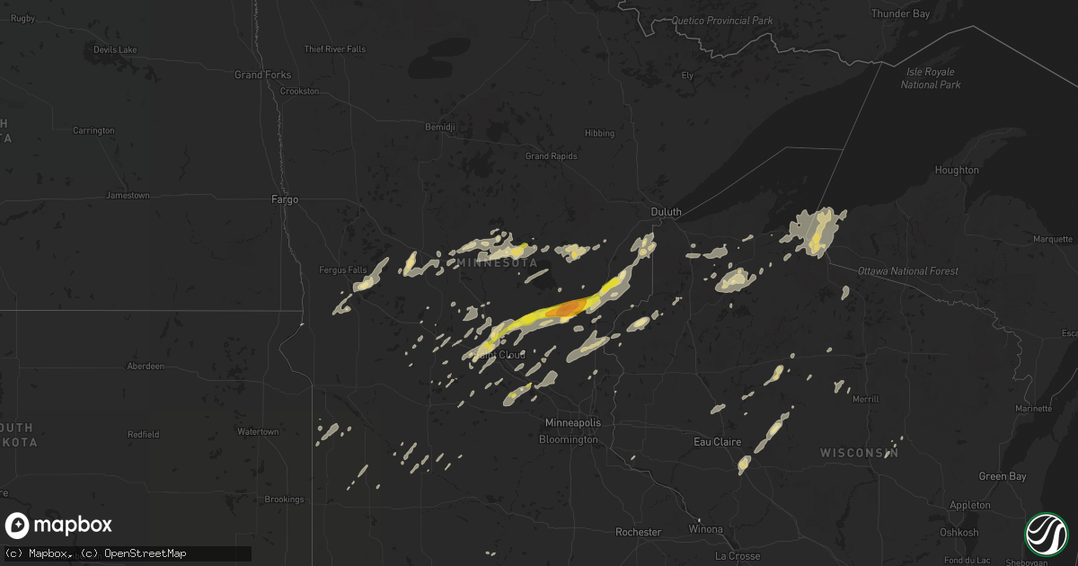 Hail map in Minnesota on July 11, 2016
