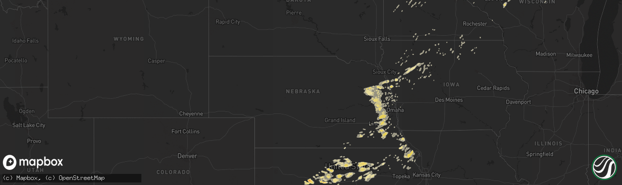 Hail map in Nebraska on July 11, 2016