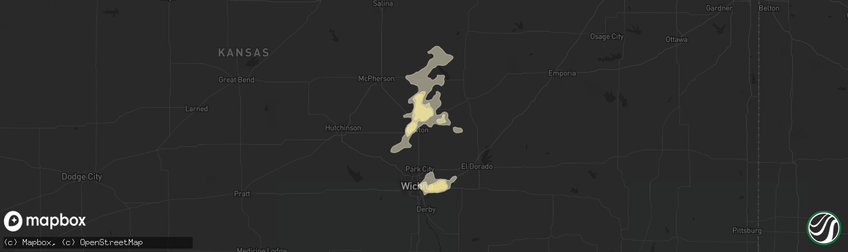 Hail map in Newton, KS on July 11, 2016