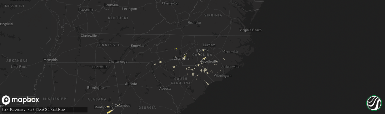 Hail map in North Carolina on July 11, 2016