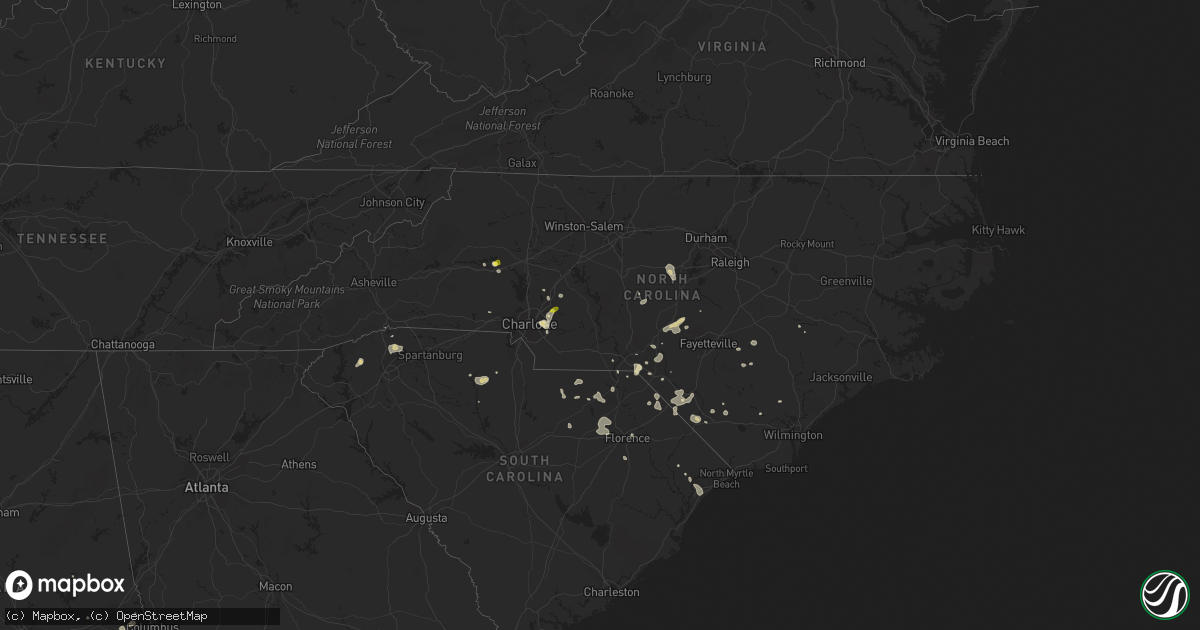 Hail map in North Carolina on July 11, 2016