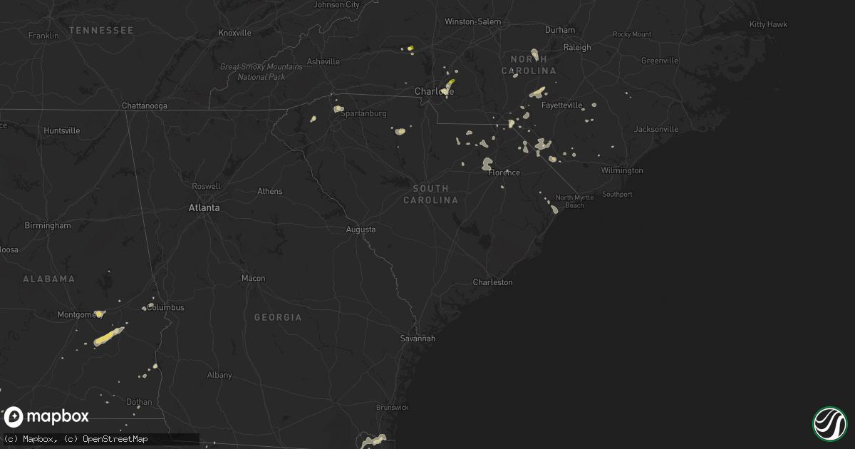 Hail map in South Carolina on July 11, 2016