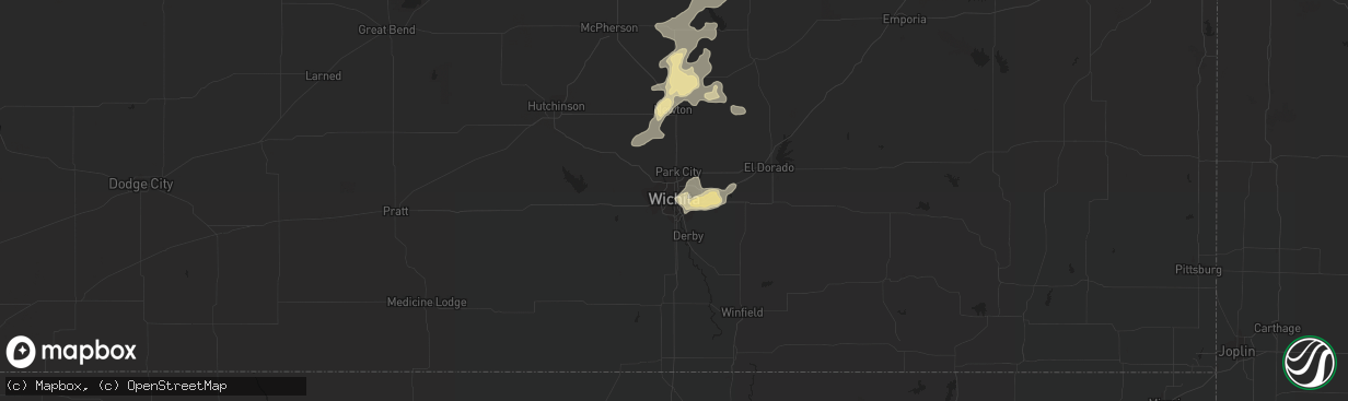 Hail map in Wichita, KS on July 11, 2016