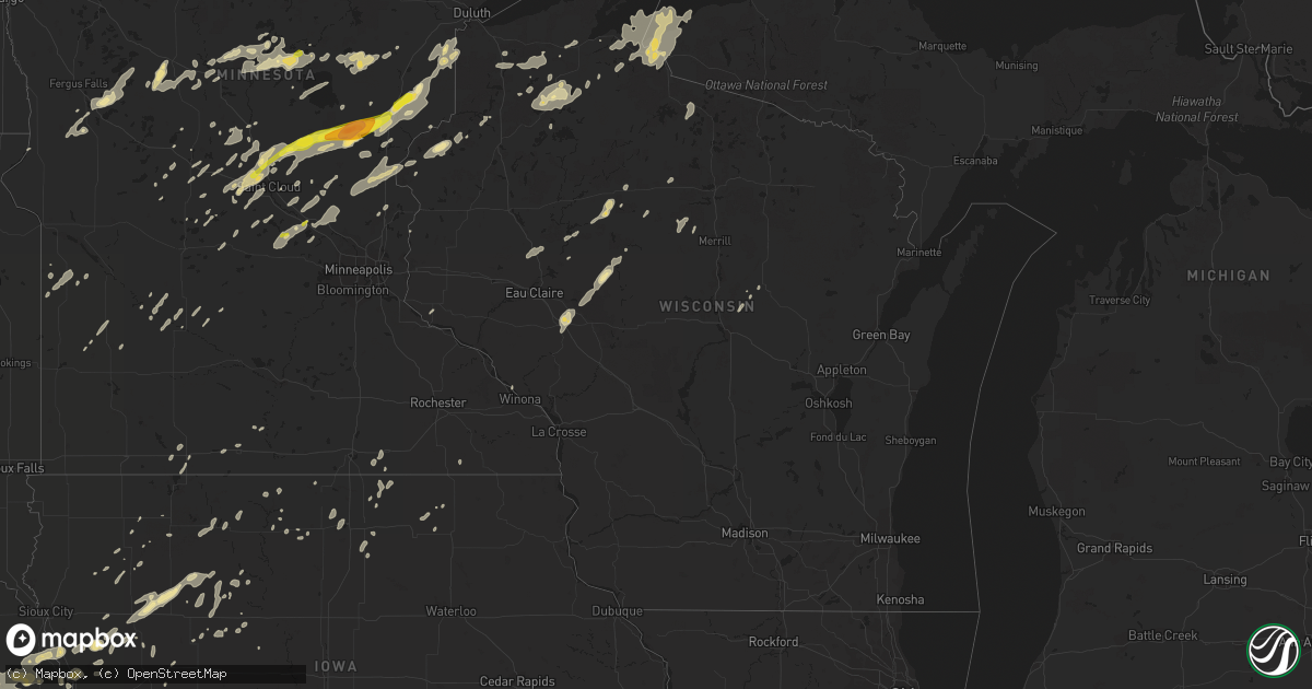 Hail map in Wisconsin on July 11, 2016