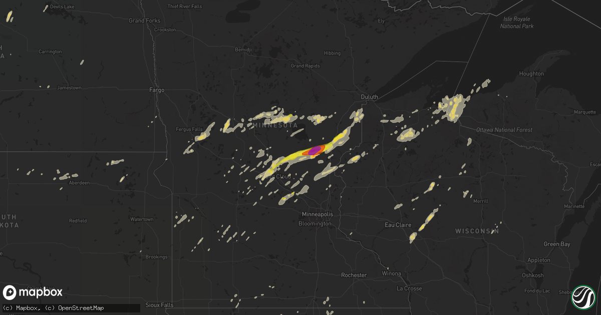Hail map on July 11, 2016